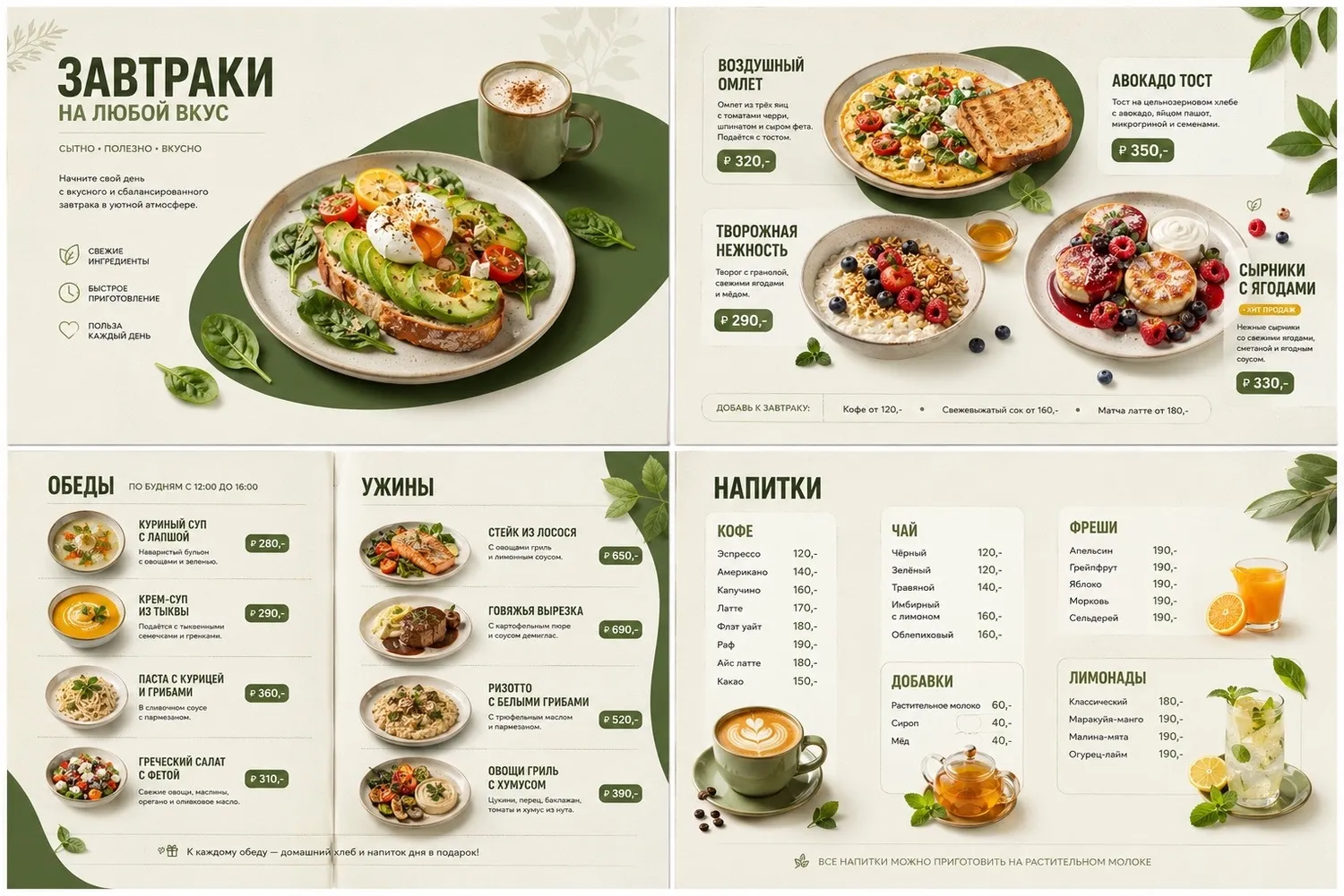 Меню для кафе