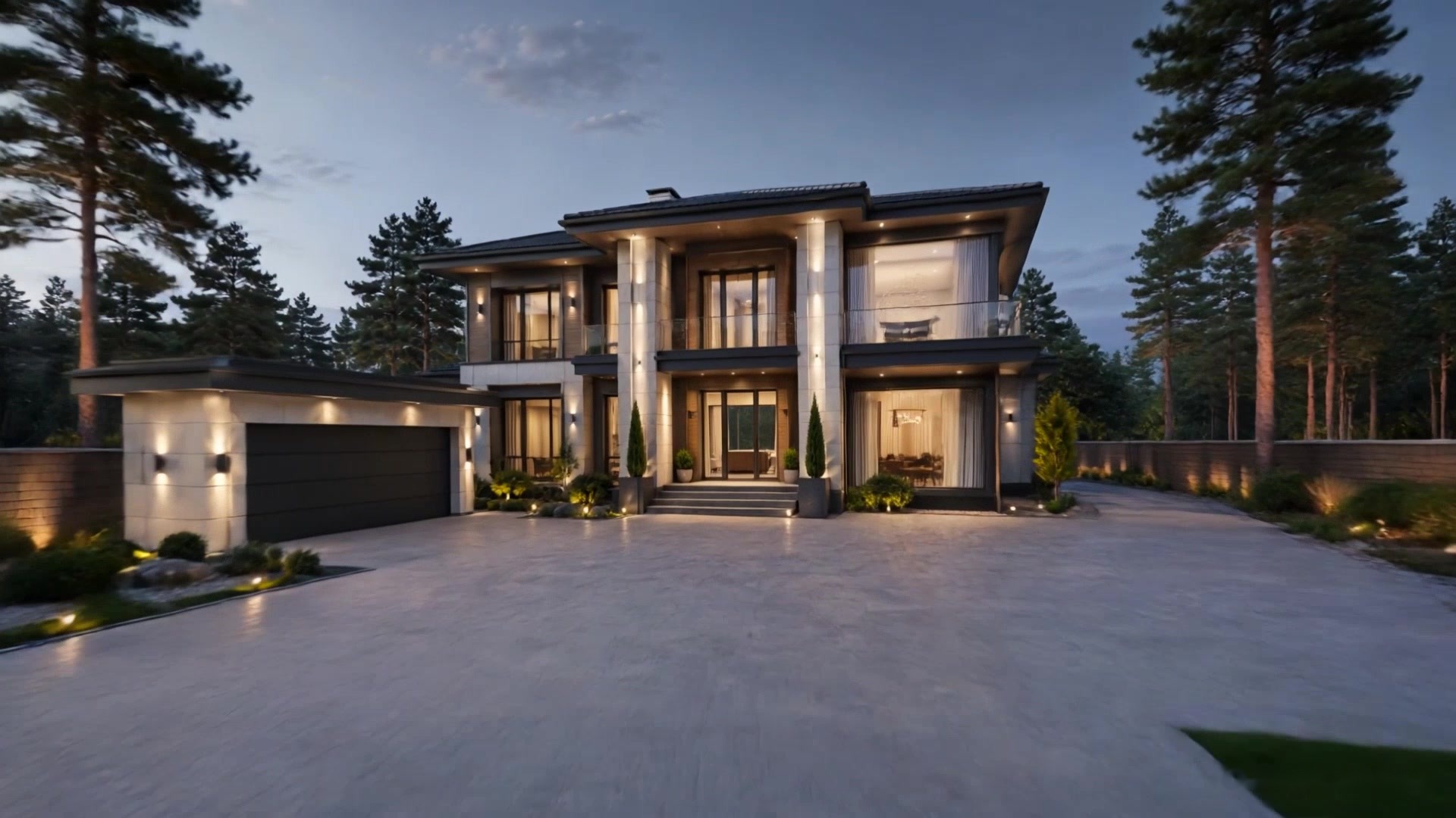 Главный фасад VEDA HOUSE вечером